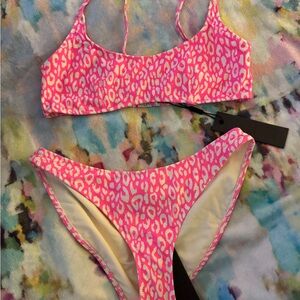 Triangl Swimwear Neon Pink Animal Print Bikini